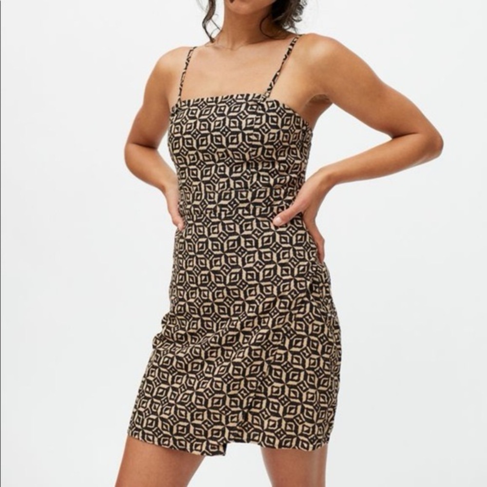 Size S Urban Outfitters UO Juliette Sarong Mini Dress Black Tan NWT